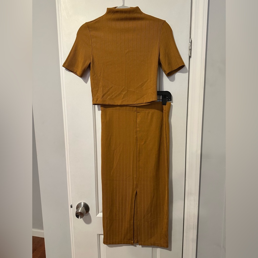 Mustard Ribbed Two-Piece Set - Picture 2 of 5